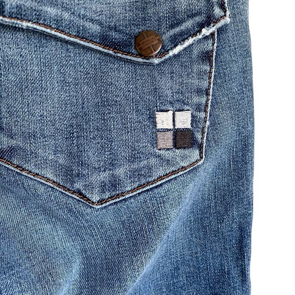 Salt Works Sz 28 Vtg Y2K Low Rise Flare Jeans Usa Made Vintage Wash Flap Pockets - Picture 5 of 16